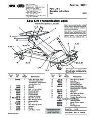 SPX OTC 5019 Low Lift Transmission Jack Capacity 2200 Lbs Owners Manual page 1