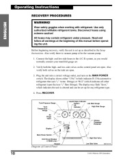 Robinair SPX 17800B 17801B Recovery Recycling Recharging Owners Manual page 12