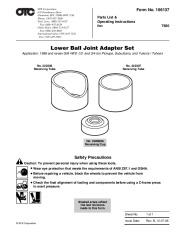 SPX OTC 7920 Lower Ball Joint Adapter Set Application GM 4WD Pickups Suburbans Yukons Taho Owners Manual page 1