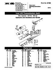 SPX OTC 1521A Low Lift Transmission Jack Owners Manual page 1