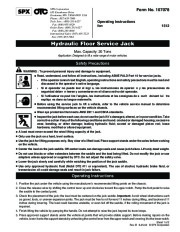 SPX OTC 1512 Service Jack Capacity 20 Tons Owners Manual page 1