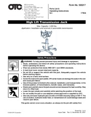 SPX OTC 1793 Lift Table High Lift Transmission Jack Owners Manual page 1